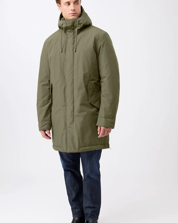 LangerChen Herren vegan Langer Wattierter Parka Funktionale Merkmale – Sencha-Grün