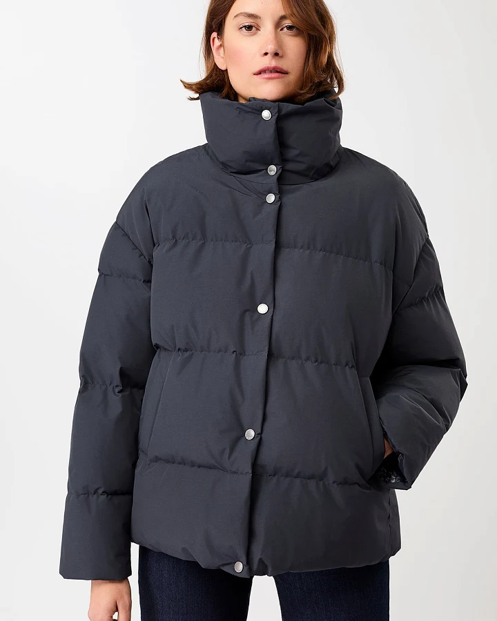 LangerChen Damen vegan Steppjacke Mit Stehkragen Marineblau