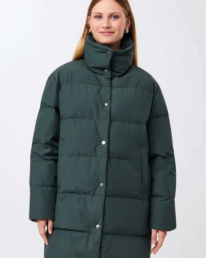 LangerChen Damen vegan Jacke Mit Stehkragen Tannengrün