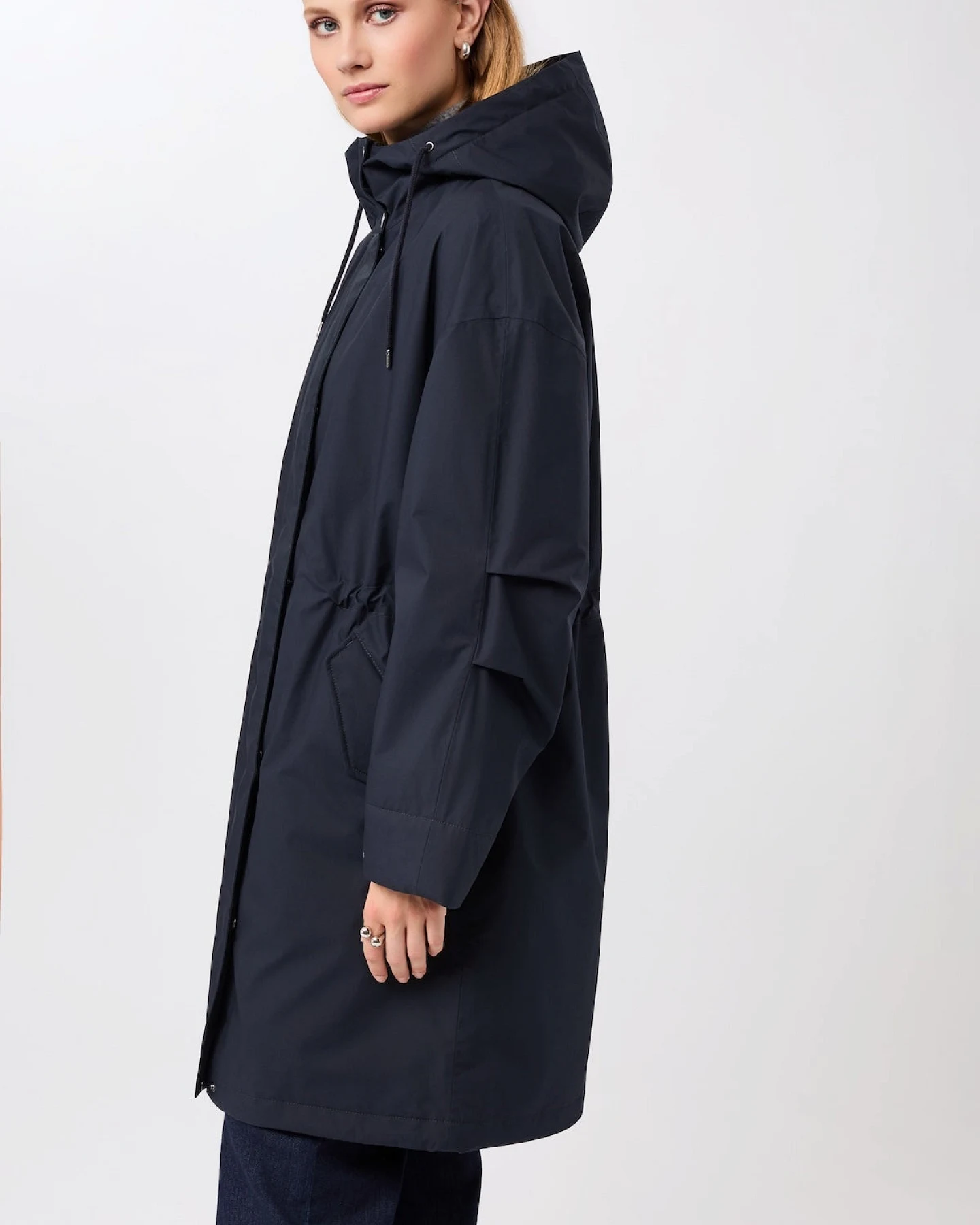 LangerChen Damen vegan Parka Long Lightly Padded Navy – Ansicht 2