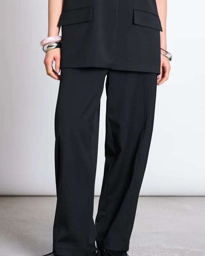 JAN N JUNE Damen vegan Hose Mit Weitem Bein Juny Schwarz