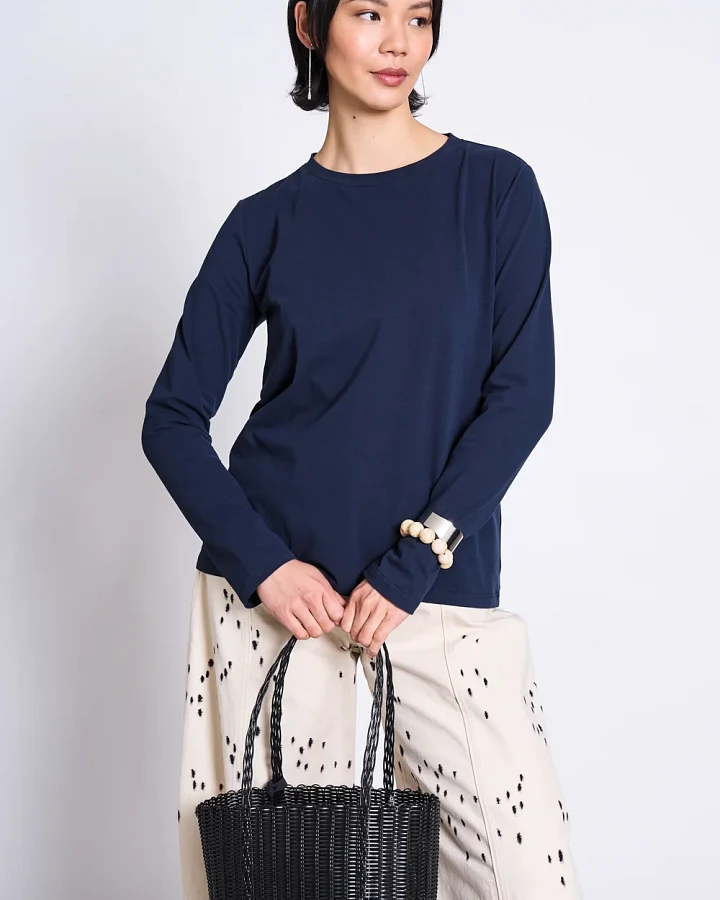 JAN N JUNE Damen vegan Langarm Shirt Aus Gebürstetem Stoff Für Jungen Nightfall