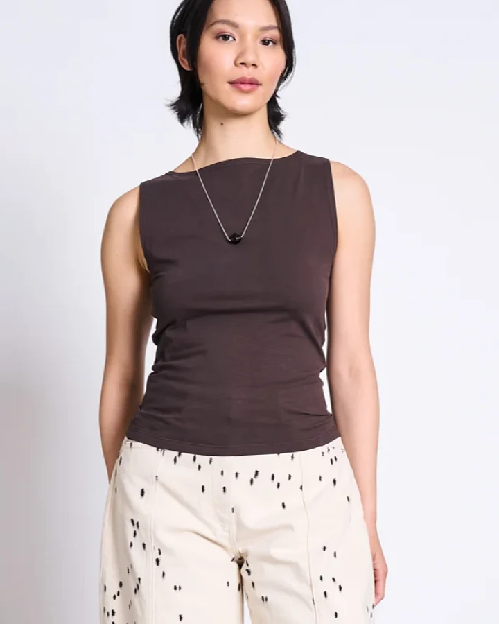 JAN N JUNE Damen vegan Top Felis Schlamm