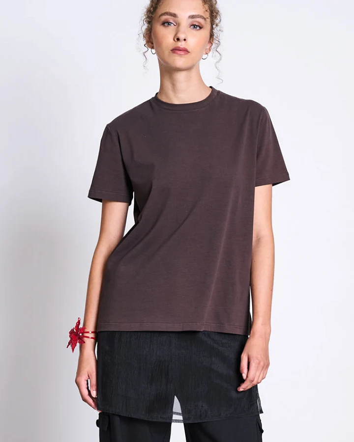 JAN N JUNE Damen vegan T-Shirt Gebürstet Boy Mud