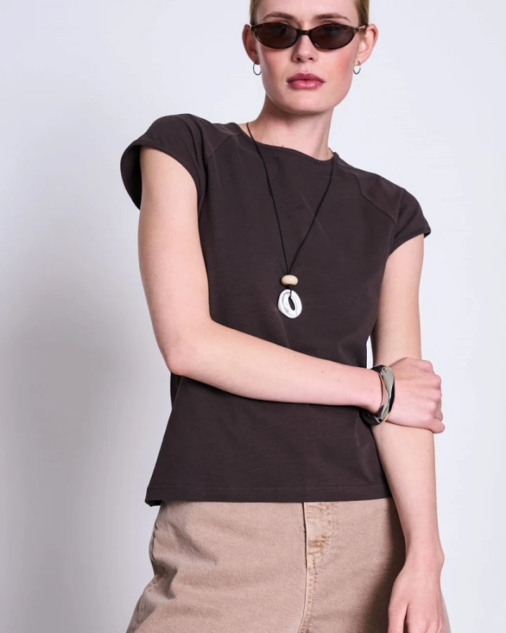 JAN N JUNE Damen vegan T-Shirt Raglan Tami Mud