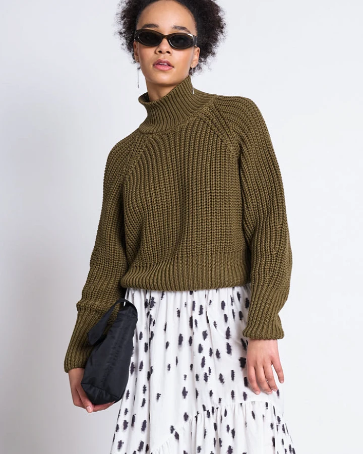 JAN N JUNE Damen vegan Pullover Ola Woody Olive