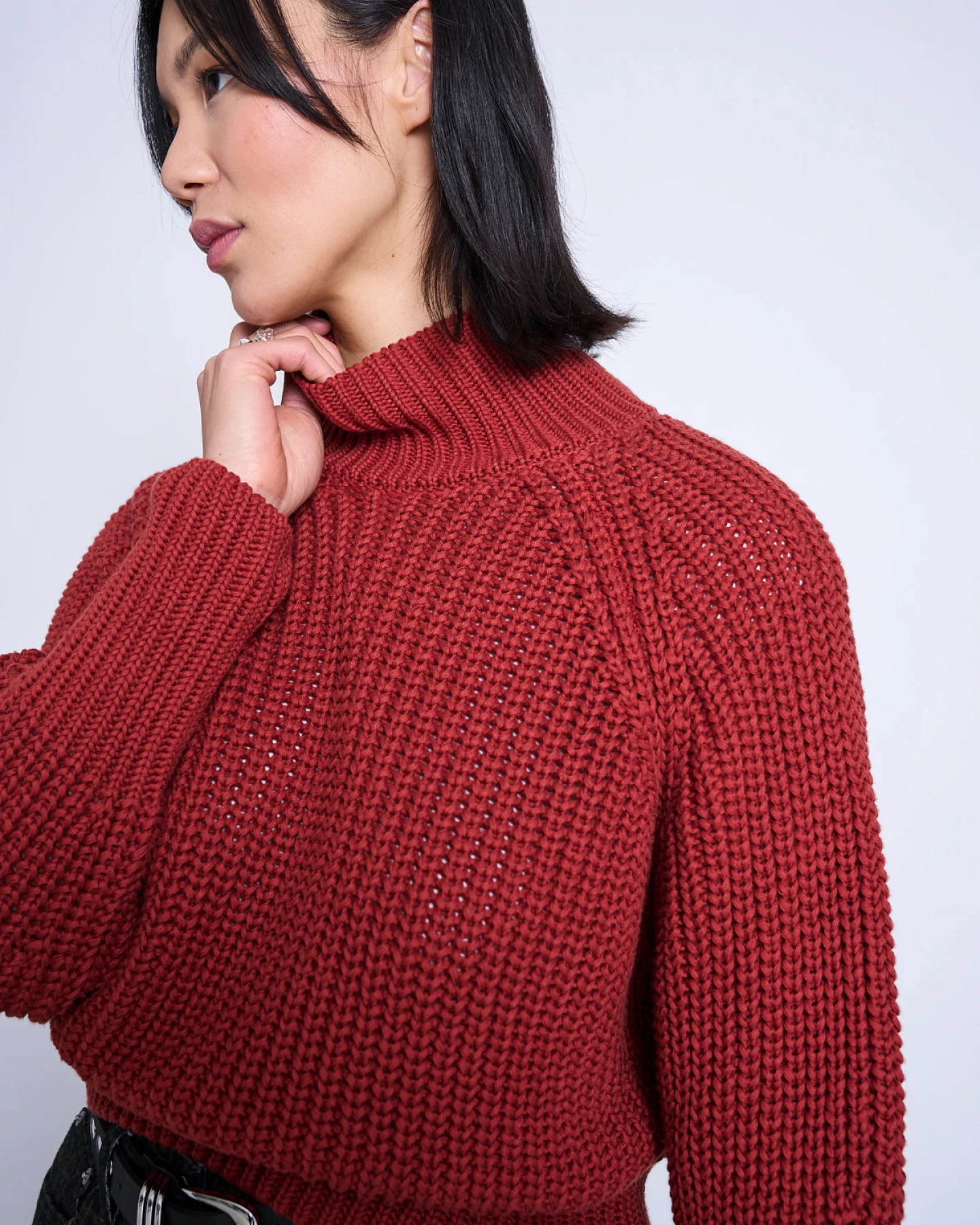JAN N JUNE Damen vegan Pullover Ola Mid Red – Ansicht 2