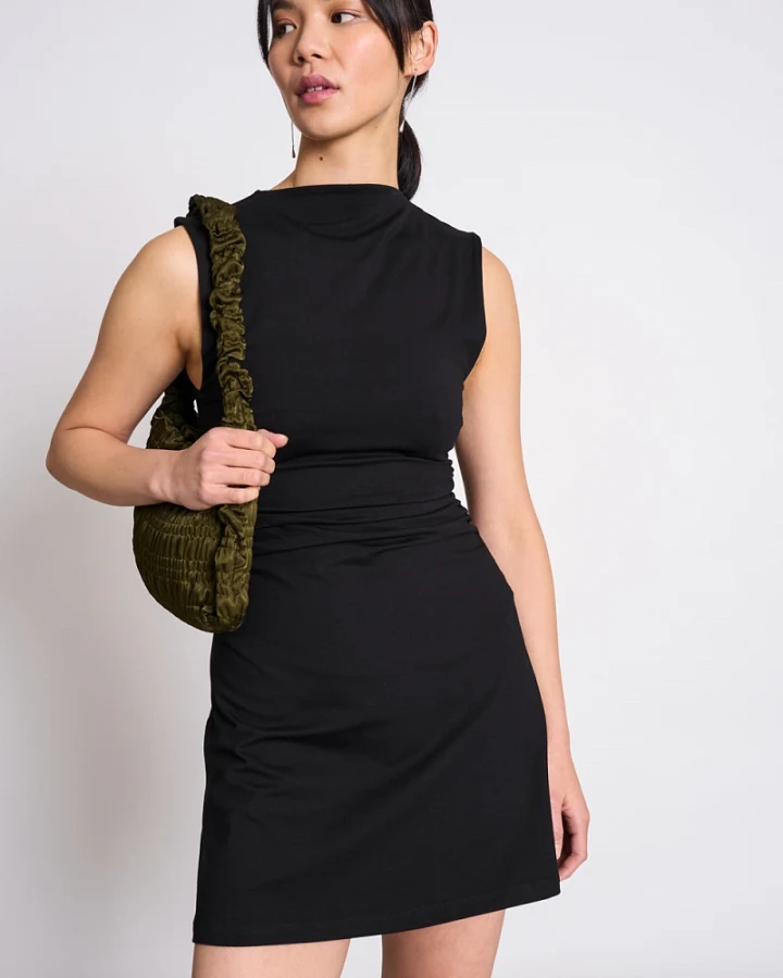 JAN N JUNE Damen vegan Mini-Kleid Mit Rüschen Marva Schwarz