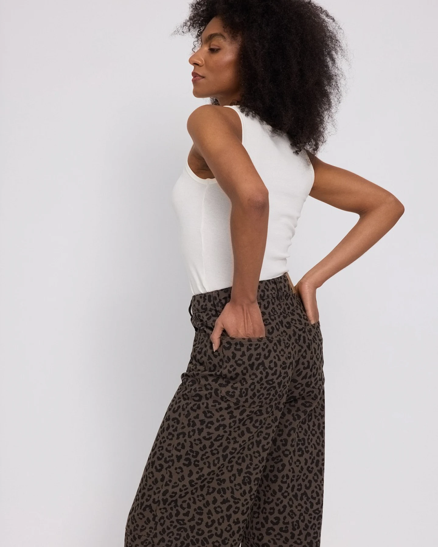 Jeans Barrel Printed Leo Chocolate Brown – Ansicht 6