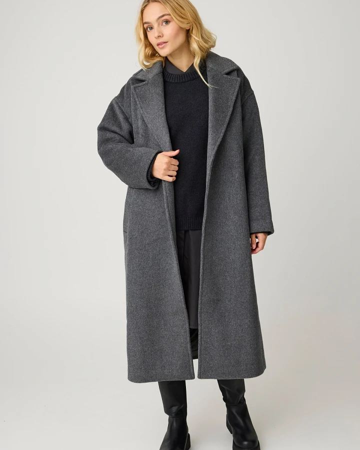 Wollmantel Lapel Coat Grau