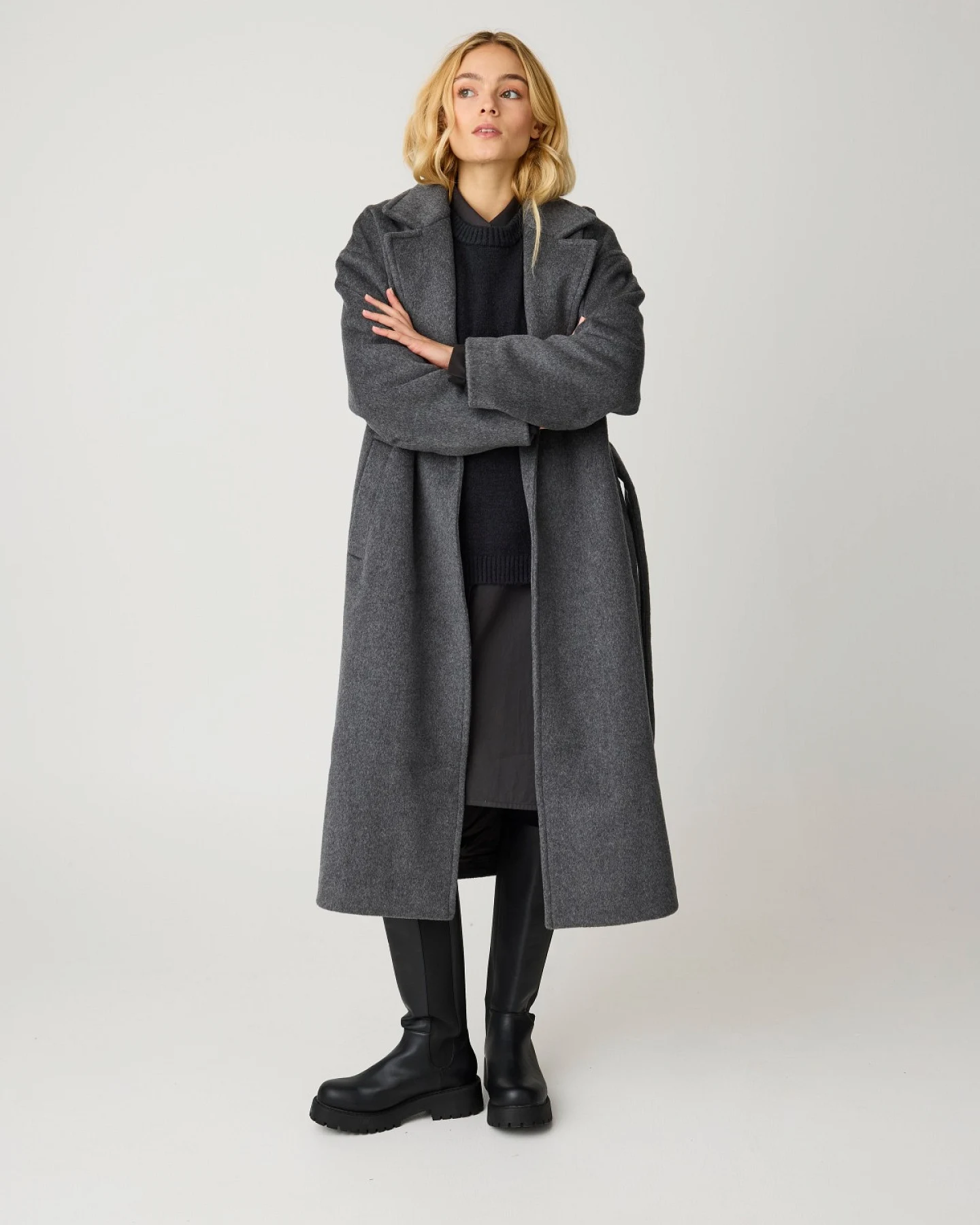 Wollmantel Lapel Coat Grau – Ansicht 4