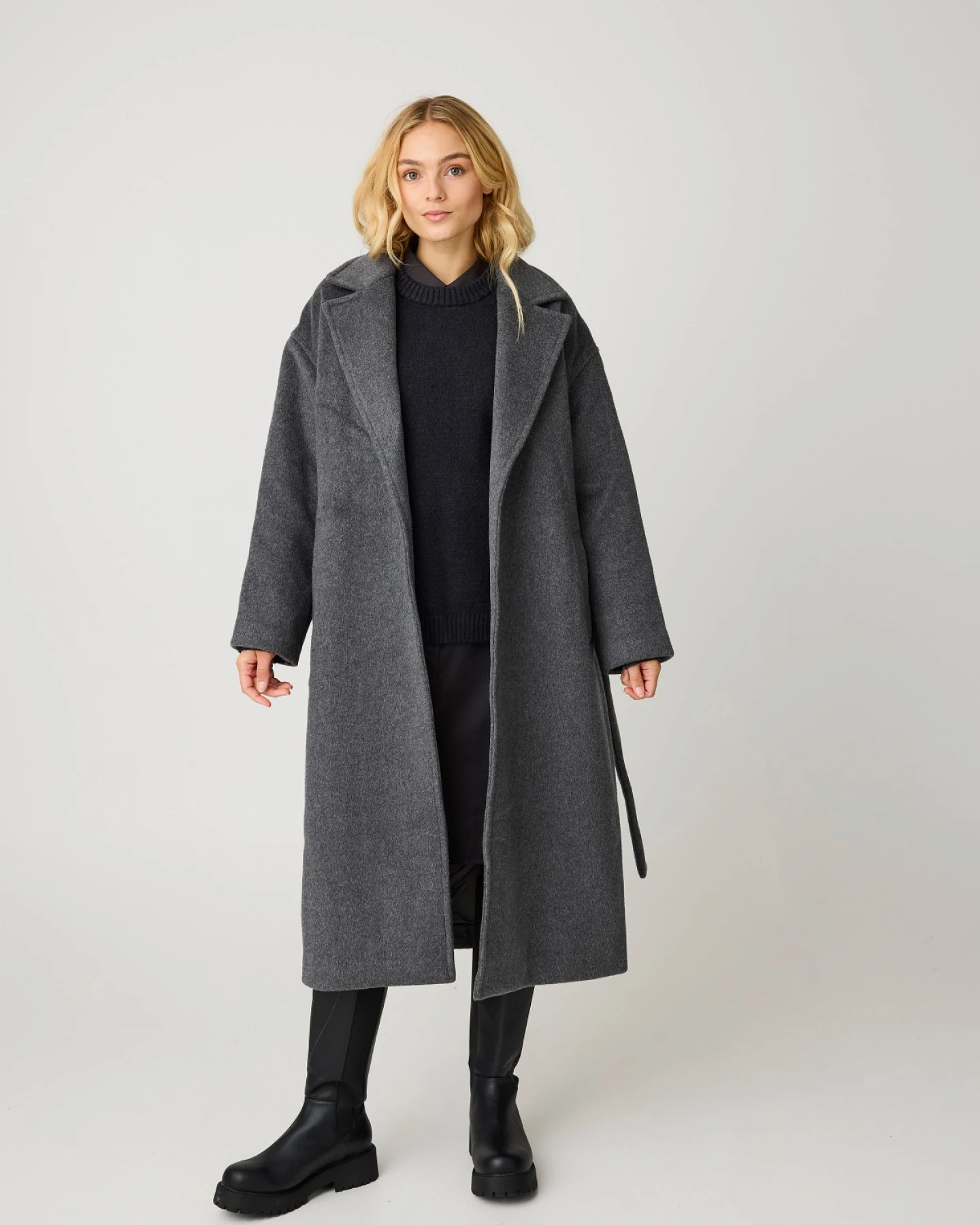 Wollmantel Lapel Coat Grau – Ansicht 5