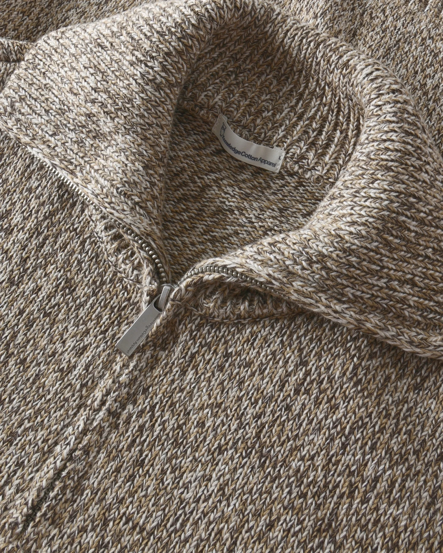 Strickpullover Quater Zip Beige – Ansicht 3