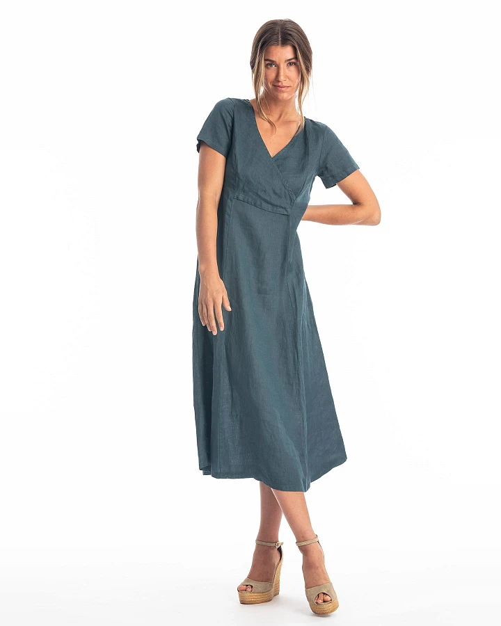 RAVENS VIEW IBIZA Damen vegan Kleid Bellagio Ozeanblau