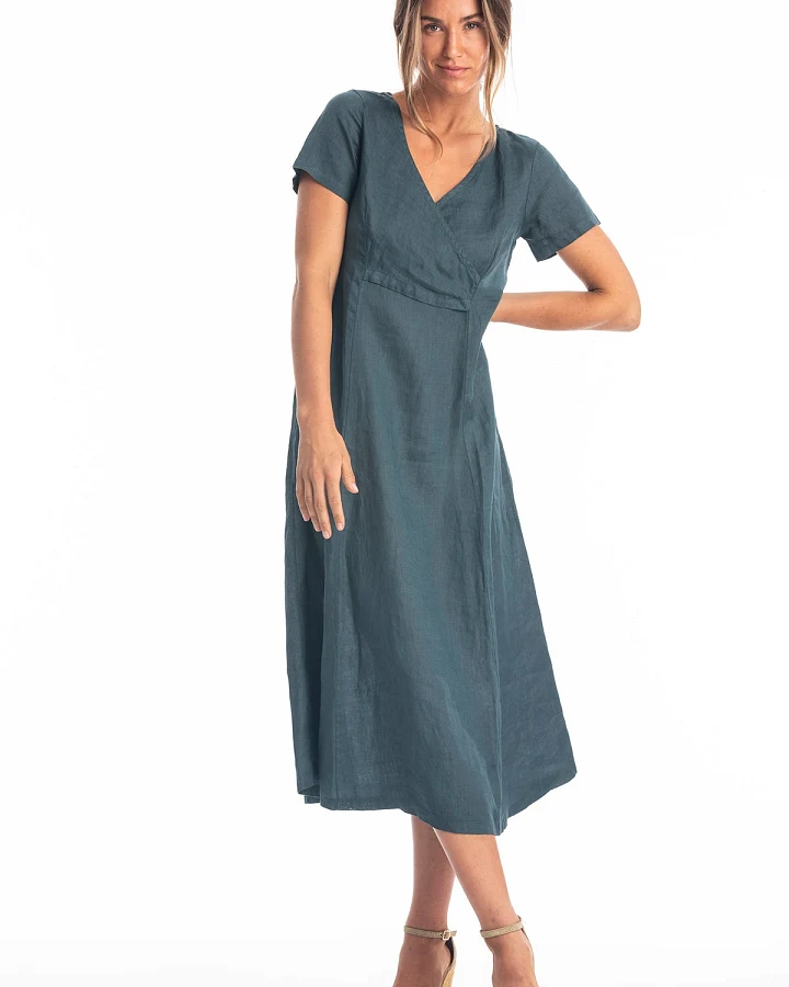 RAVENS VIEW IBIZA Damen vegan Kleid Bellagio Ozeanblau