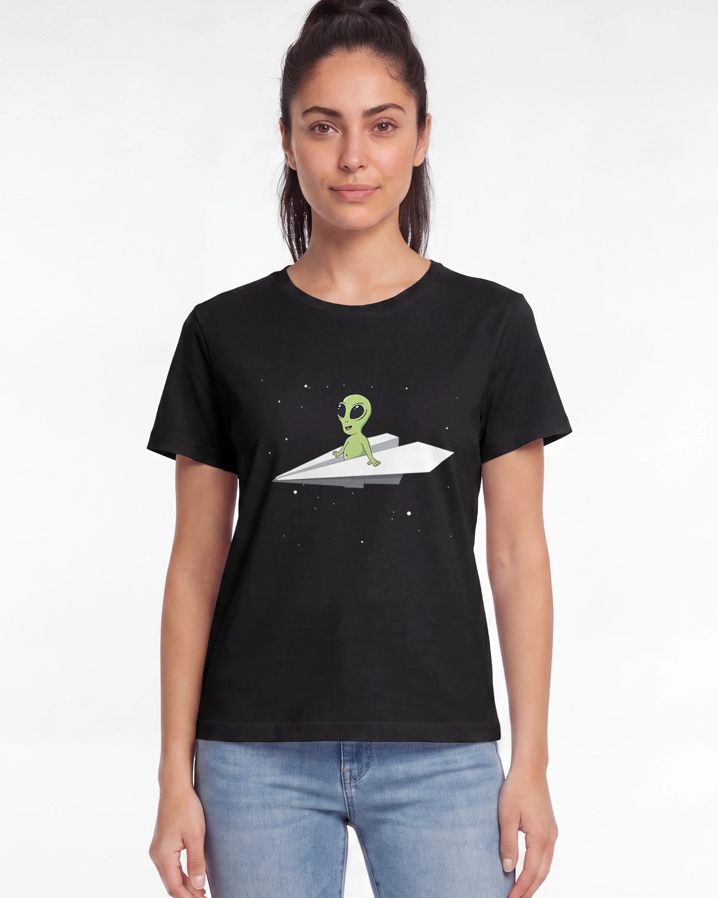 Watapparel T-Shirt Alien On A Paper Plane – Ansicht 2