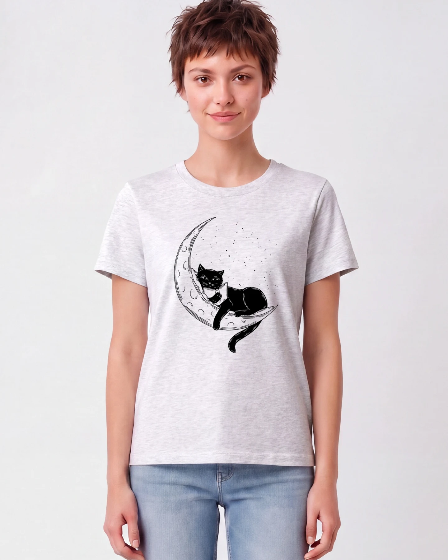 Watapparel T-Shirt Katze Auf Dem Mond – Ansicht 2