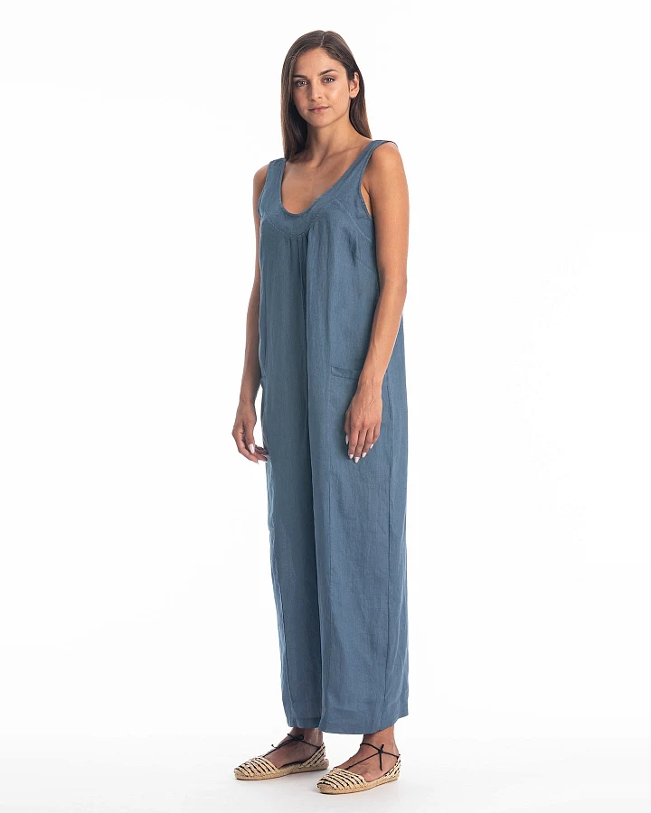 RAVENS VIEW IBIZA Damen vegan Jumpsuit Aura Jeans Blau