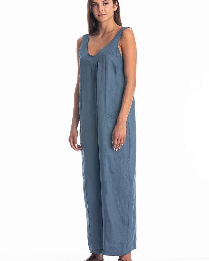 RAVENS VIEW IBIZA Damen vegan Jumpsuit Aura Jeans Blau