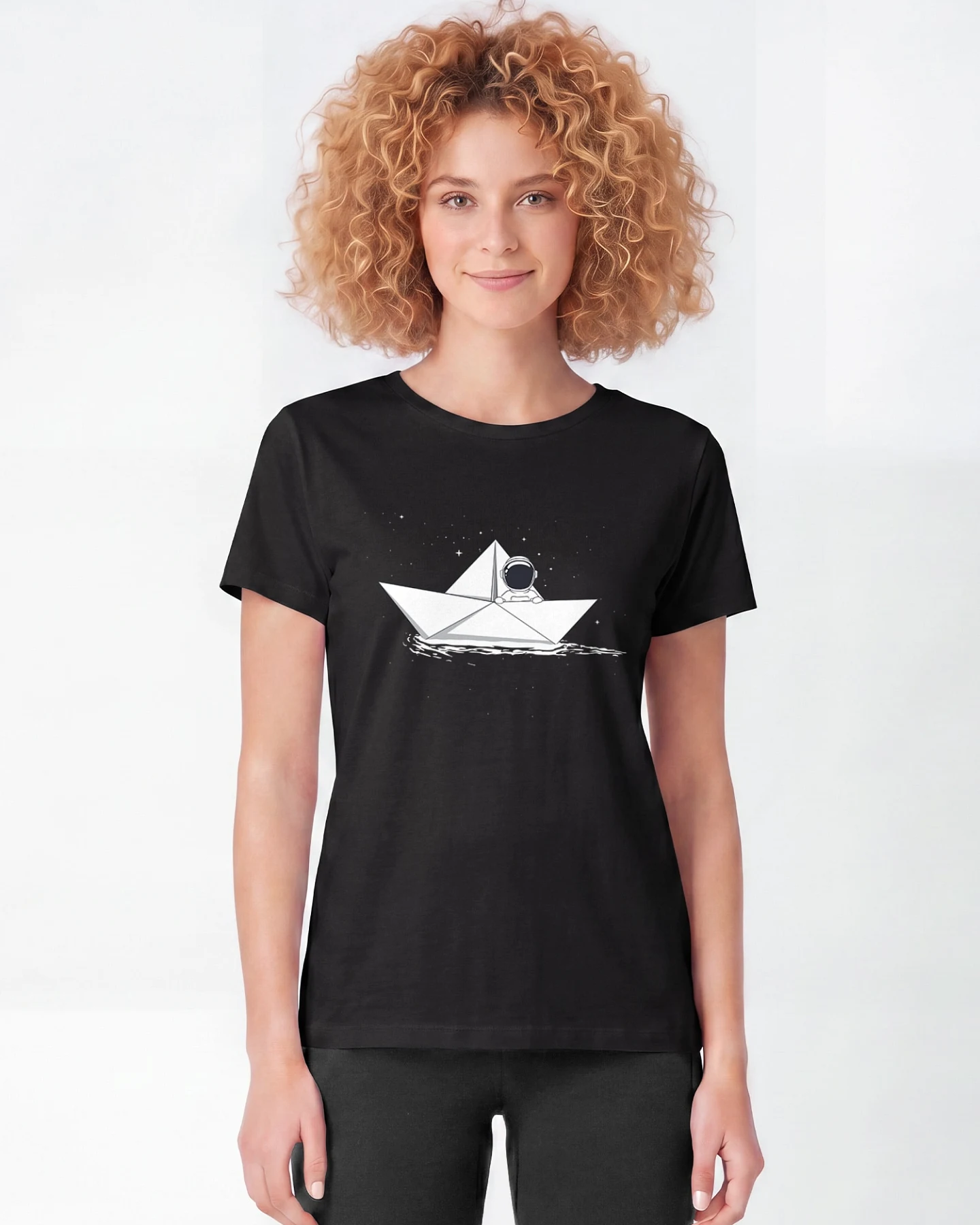 Watapparel T-Shirt Astronaut In Paper Boat – Ansicht 2