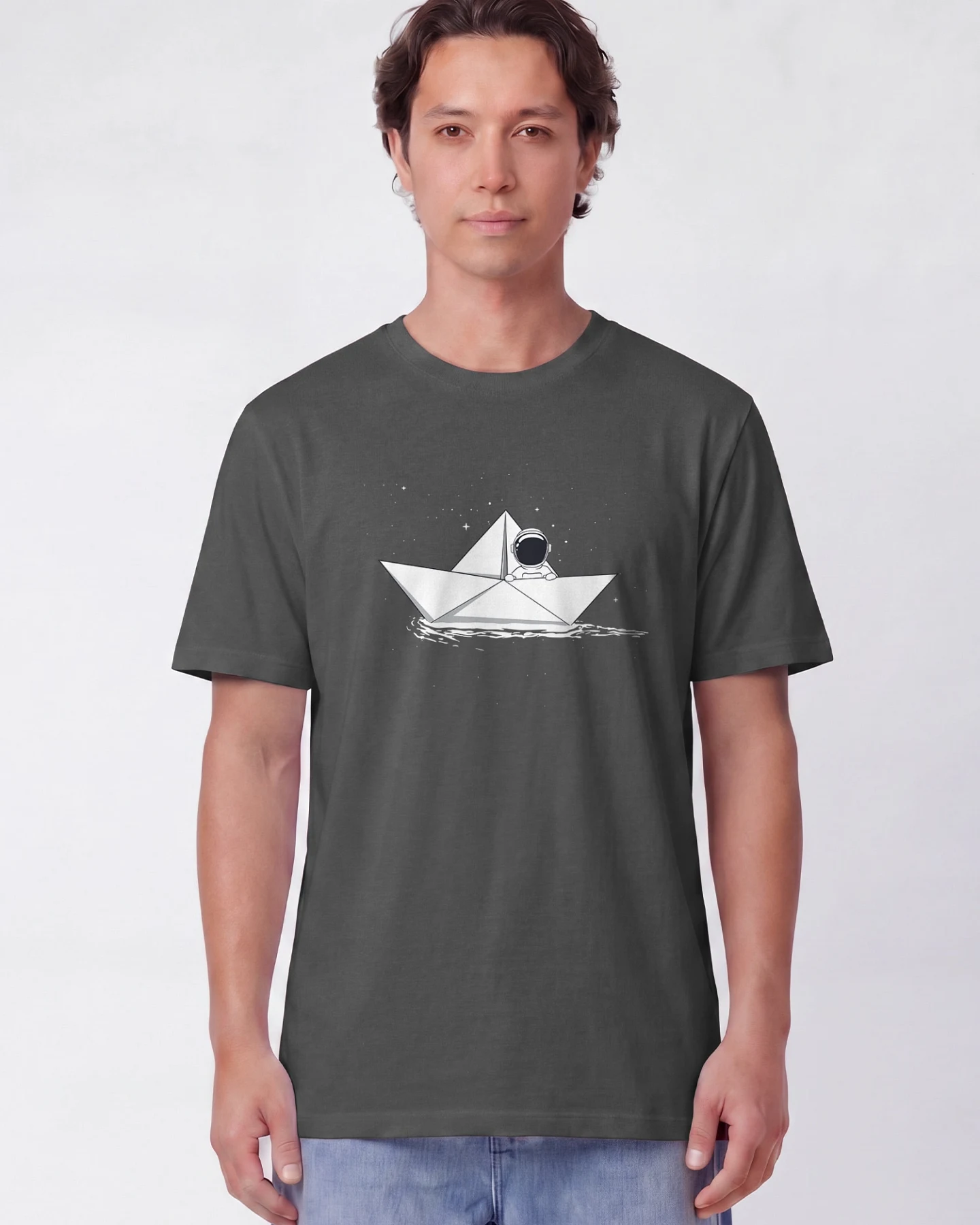 Watapparel T-Shirt Astronaut In Paper Boat – Ansicht 2