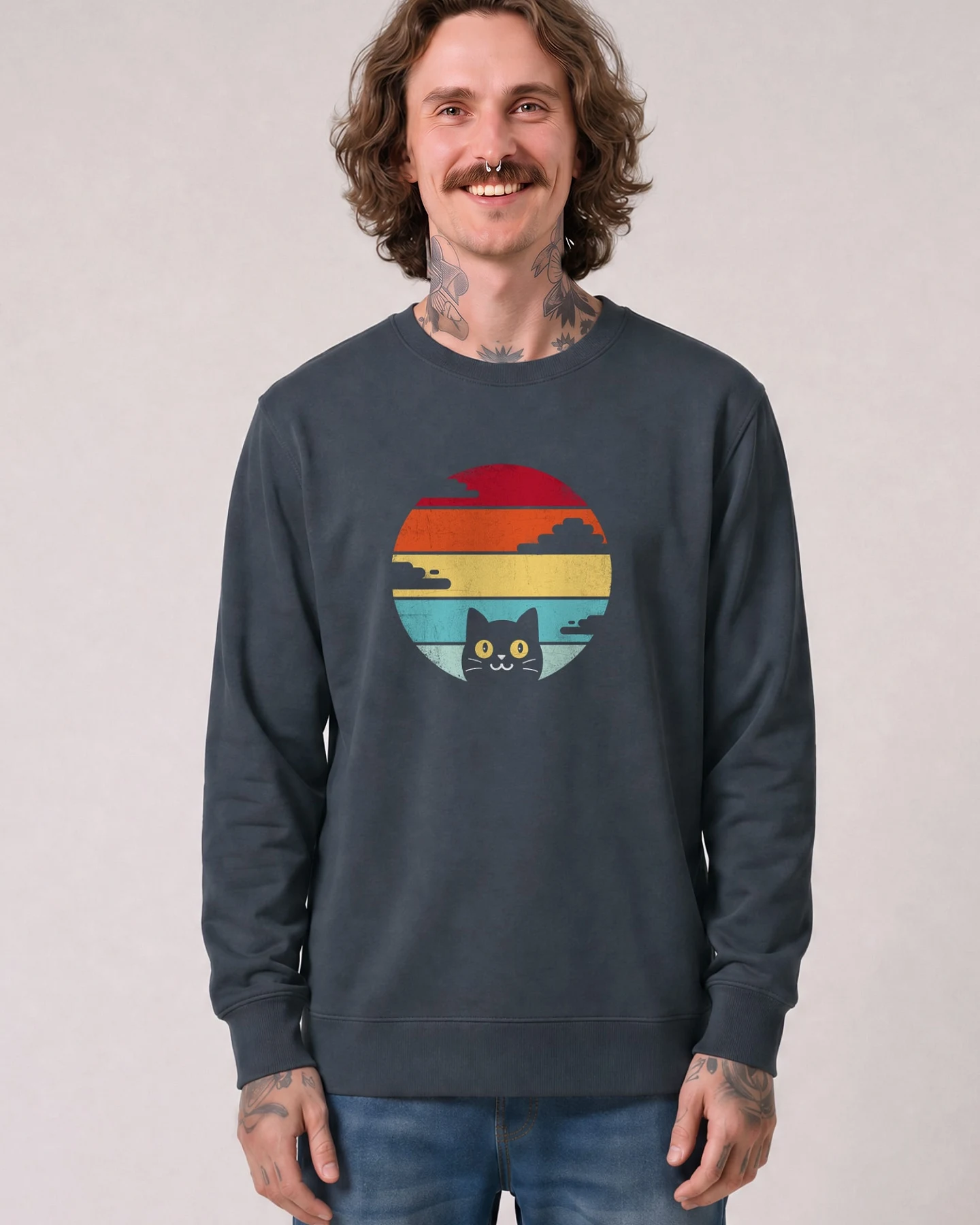Watapparel Sweatshirt Retro Sunset Cat – Ansicht 2