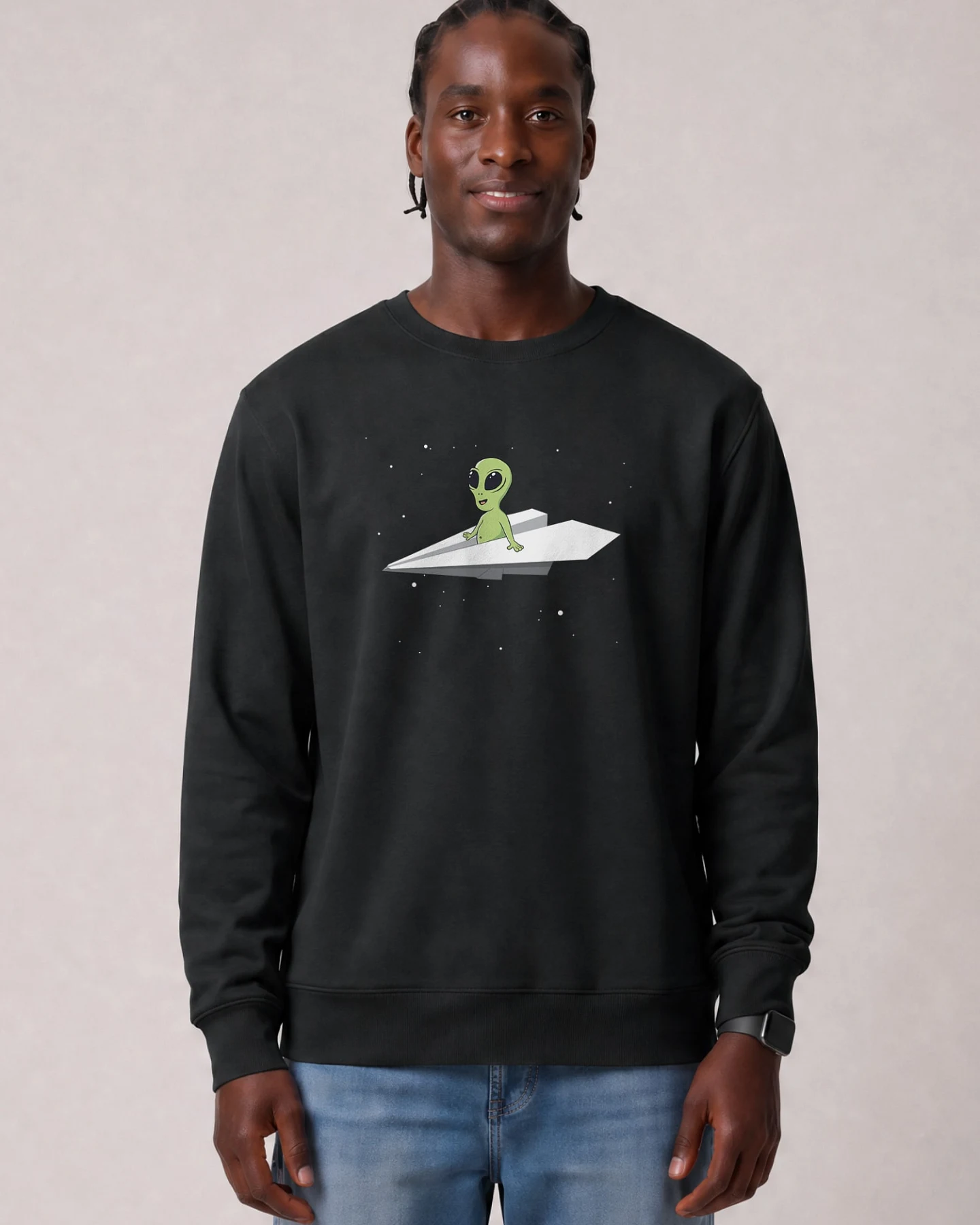 Watapparel Sweatshirt Alien On A Paper Plane – Ansicht 2