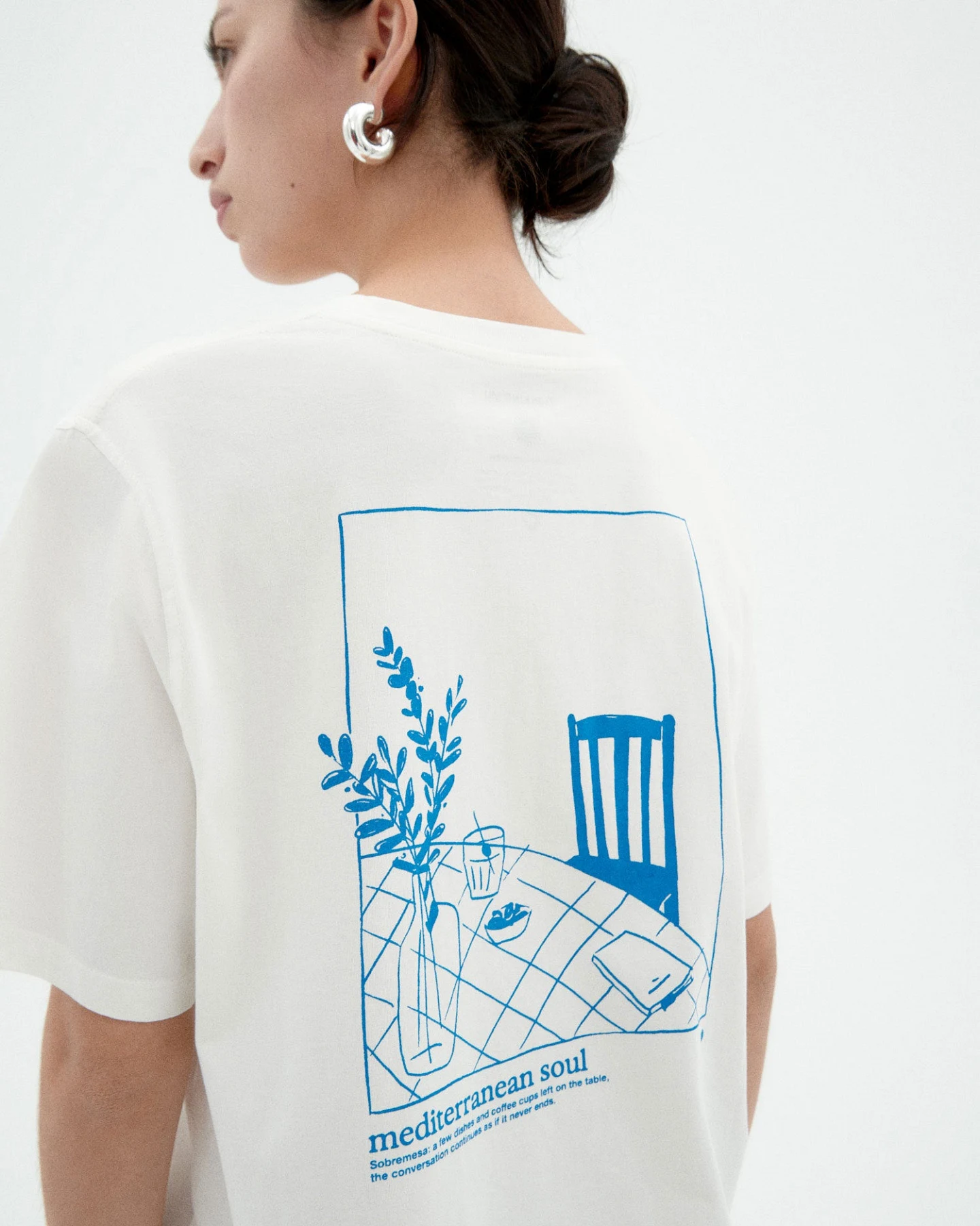 Thinking MU Damen vegan T-Shirt Lucia Tischtuch Weiß & Blau – Ansicht 2