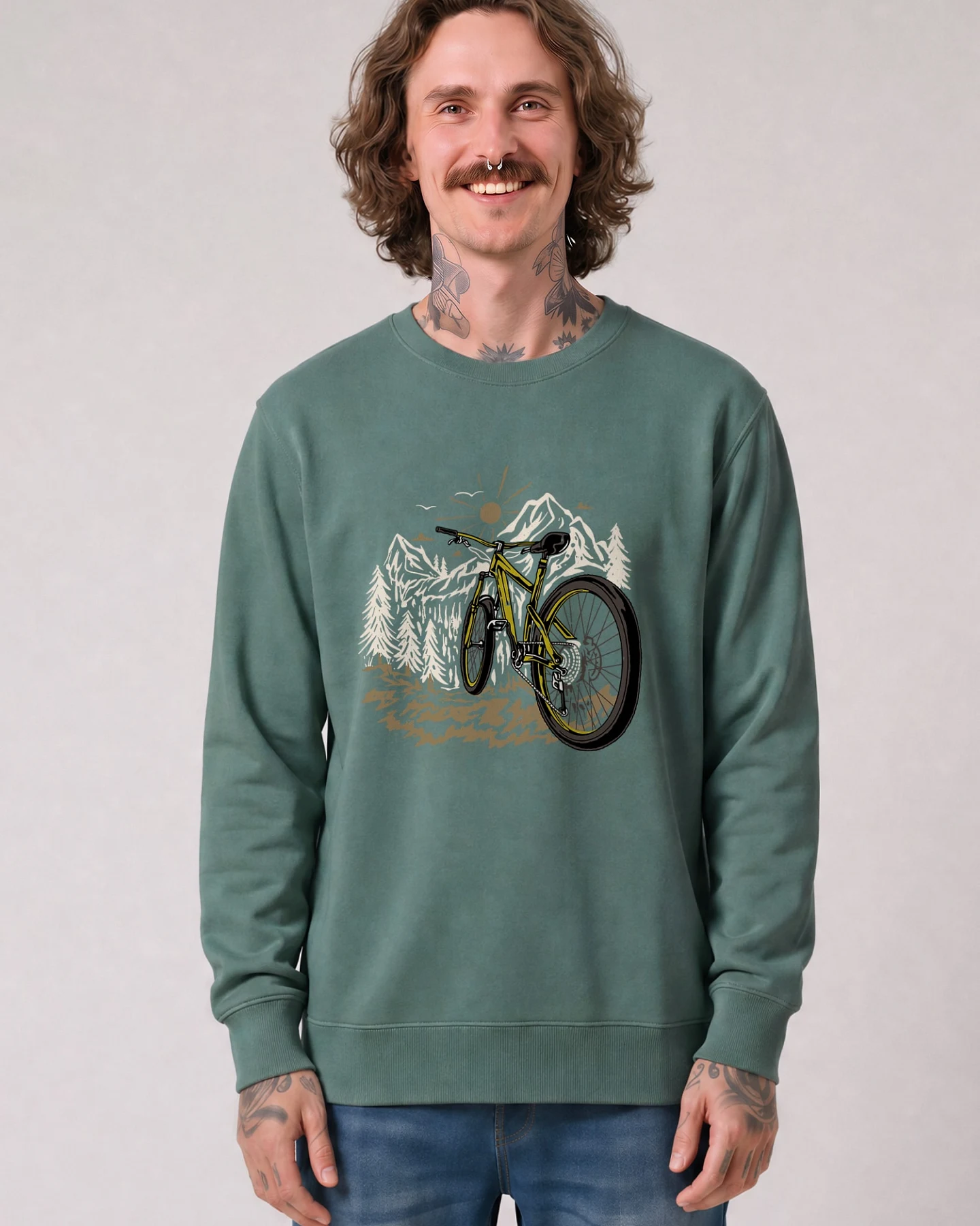 Watapparel Sweatshirt Mountainbike Und Berge – Ansicht 2