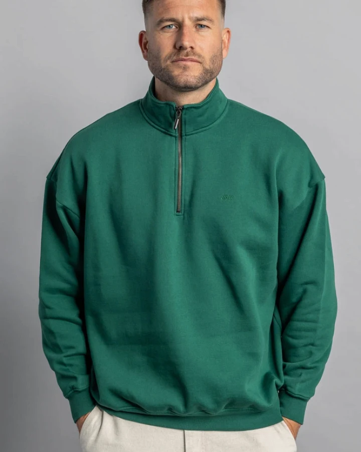 DIRTS Herren vegan Pullover Quarter Zip Oversized Court Grün