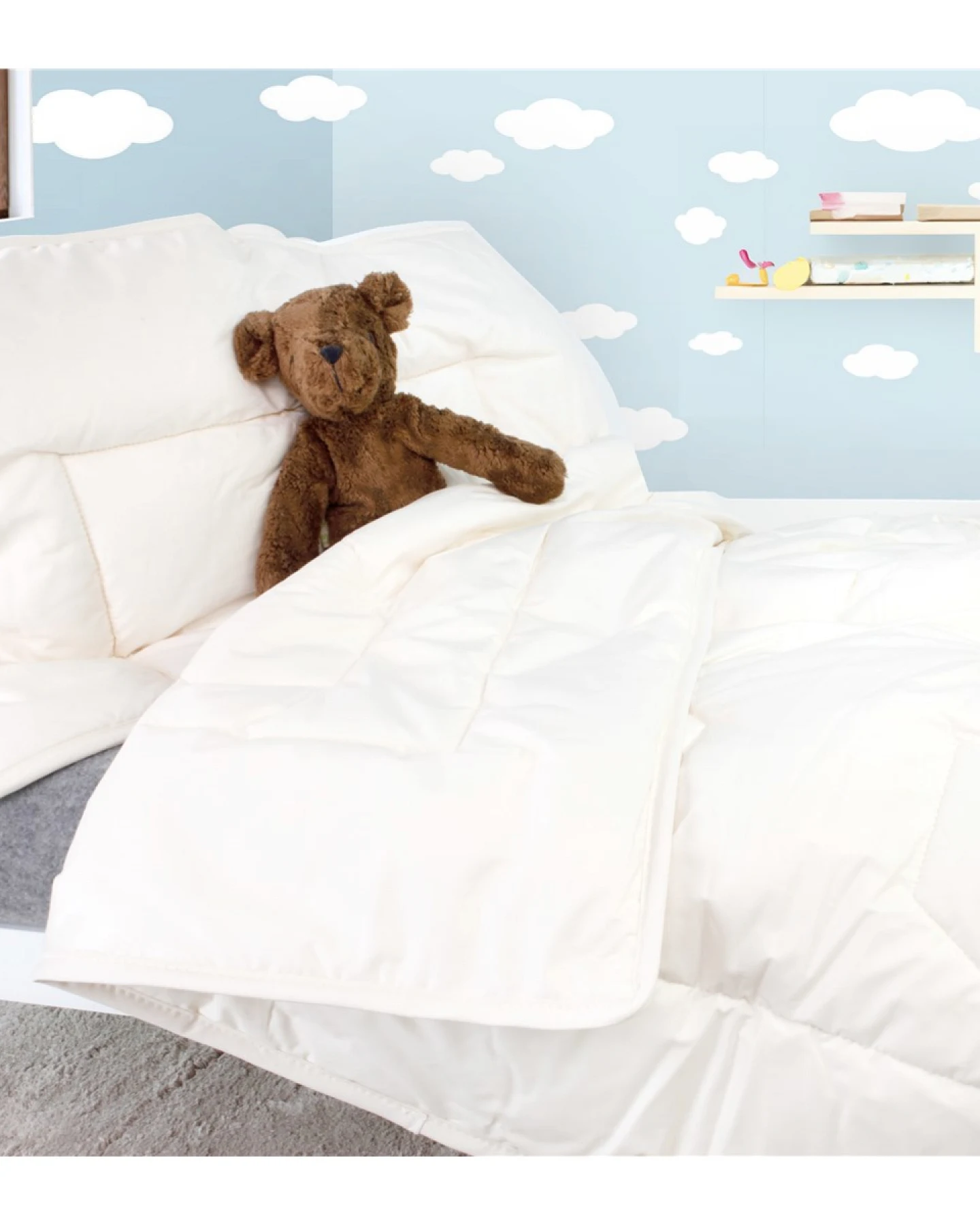 Baby- und Kinderschlafset Wildseide Bettdecke 100x135cm, Flachkissen 40x60cm – Ansicht 2