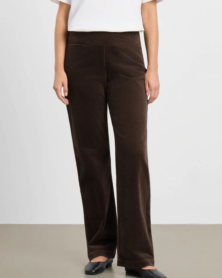 LAURIE Damen vegan Hose Thea Straight Cord Mittellang Braun