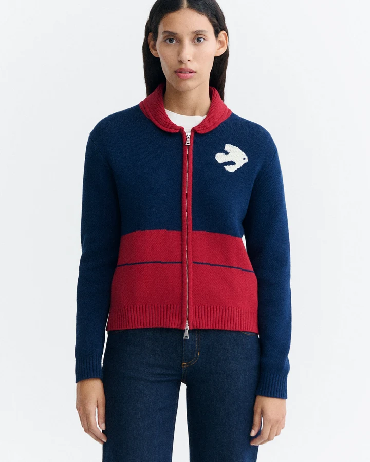 Thinking MU Damen vegan Cardigan Laufhose Tessa Marineblau/Rot