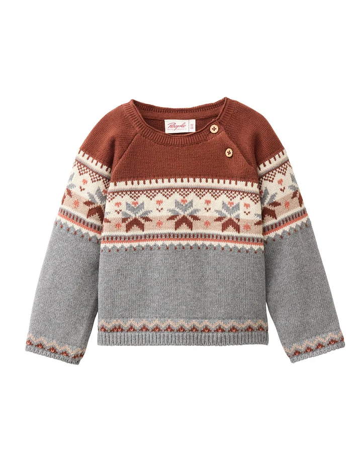 People Wear Organic - Norweger-Pullover kastanie-grau