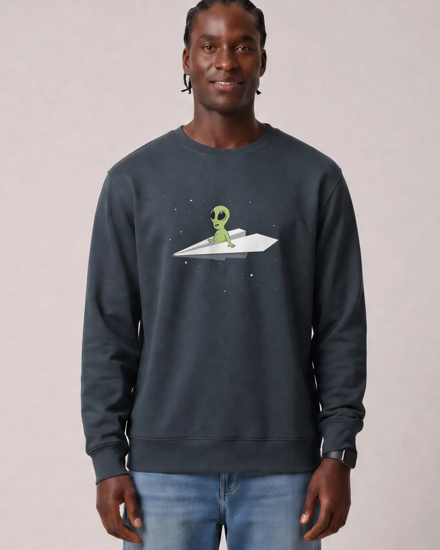 Watapparel Sweatshirt Alien On A Paper Plane – Ansicht 2