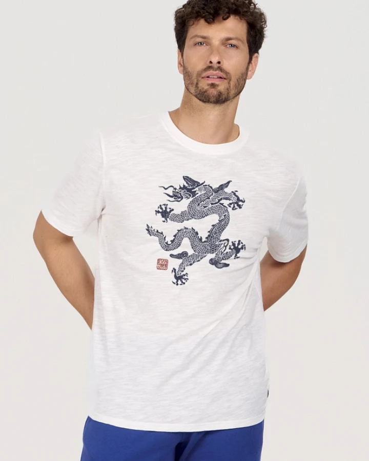KOMODO Herren vegan T-Shirt Dragon 25 Weiß