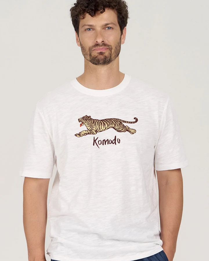 KOMODO Herren vegan T-Shirt Le Tigre Weiß