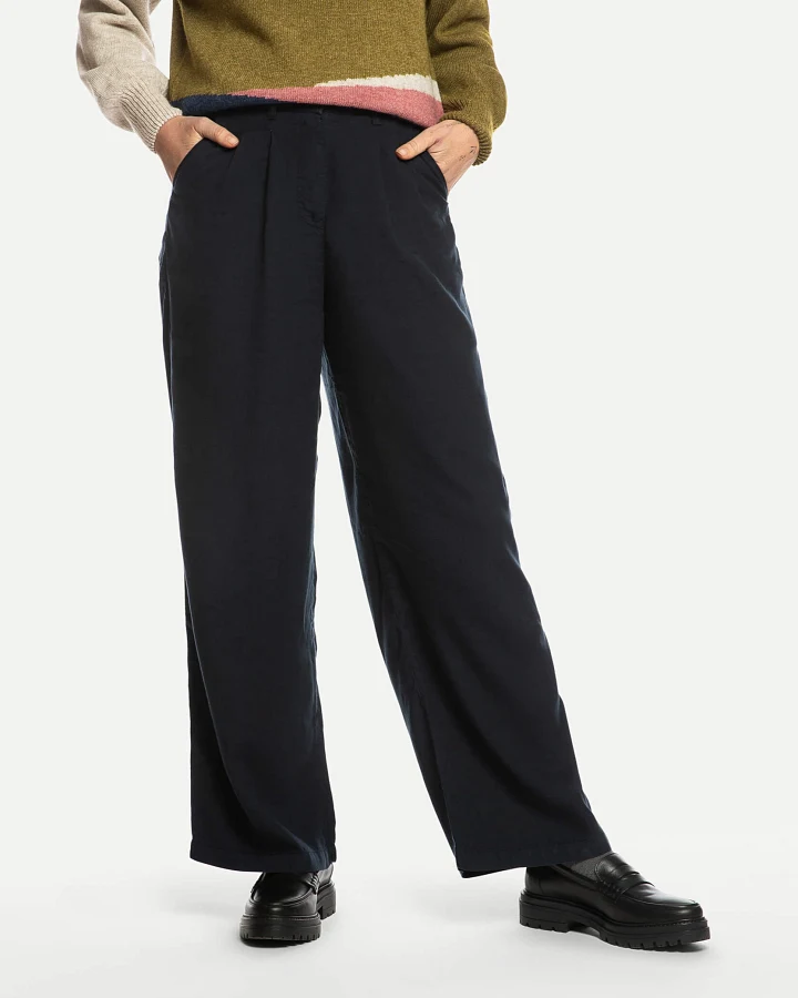 MATONA Damen vegan Hose Pleated Mitternachtsblau