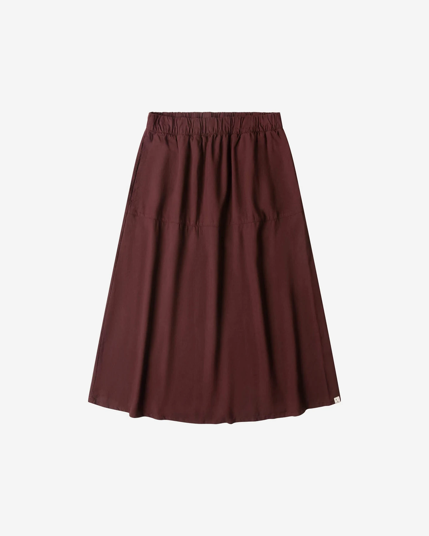 MATONA Damen vegan Midi-Rock Mit Rüschen Bordeauxrot – Ansicht 2
