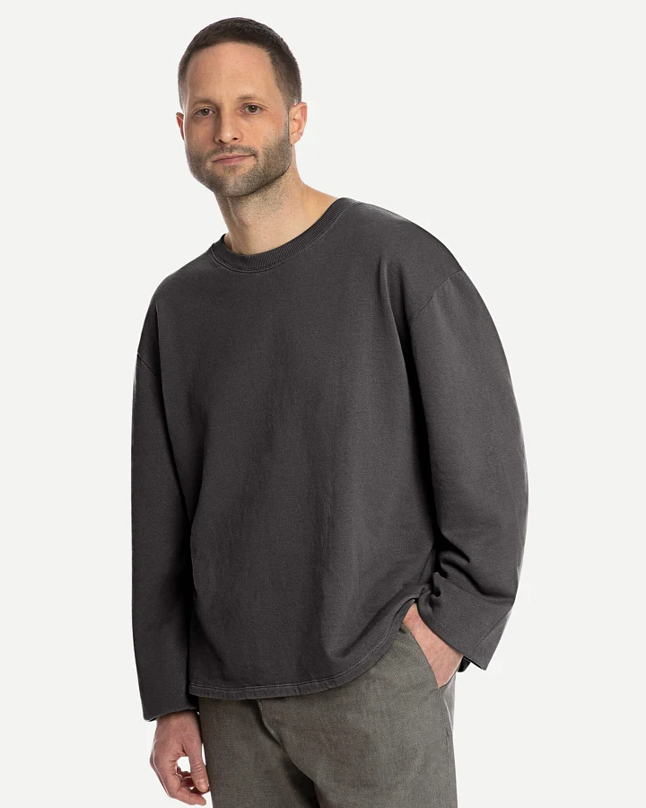 MATONA Herren vegan Shirt Aus Gewaschenem Fleece Schwarz