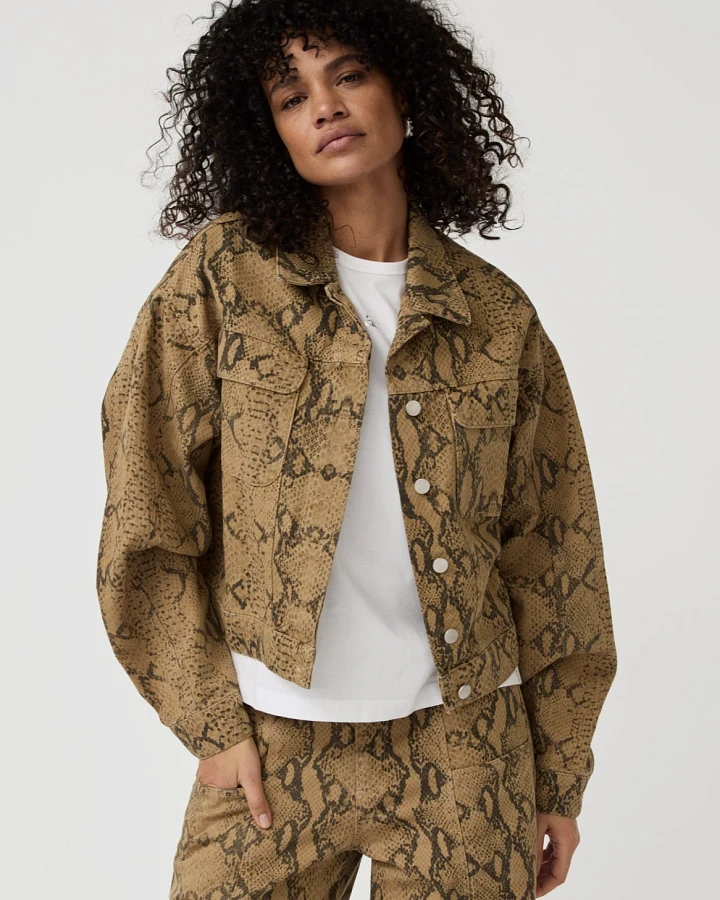 Alchemist Damen vegan Jacke Frederiek Khaki Mit Print