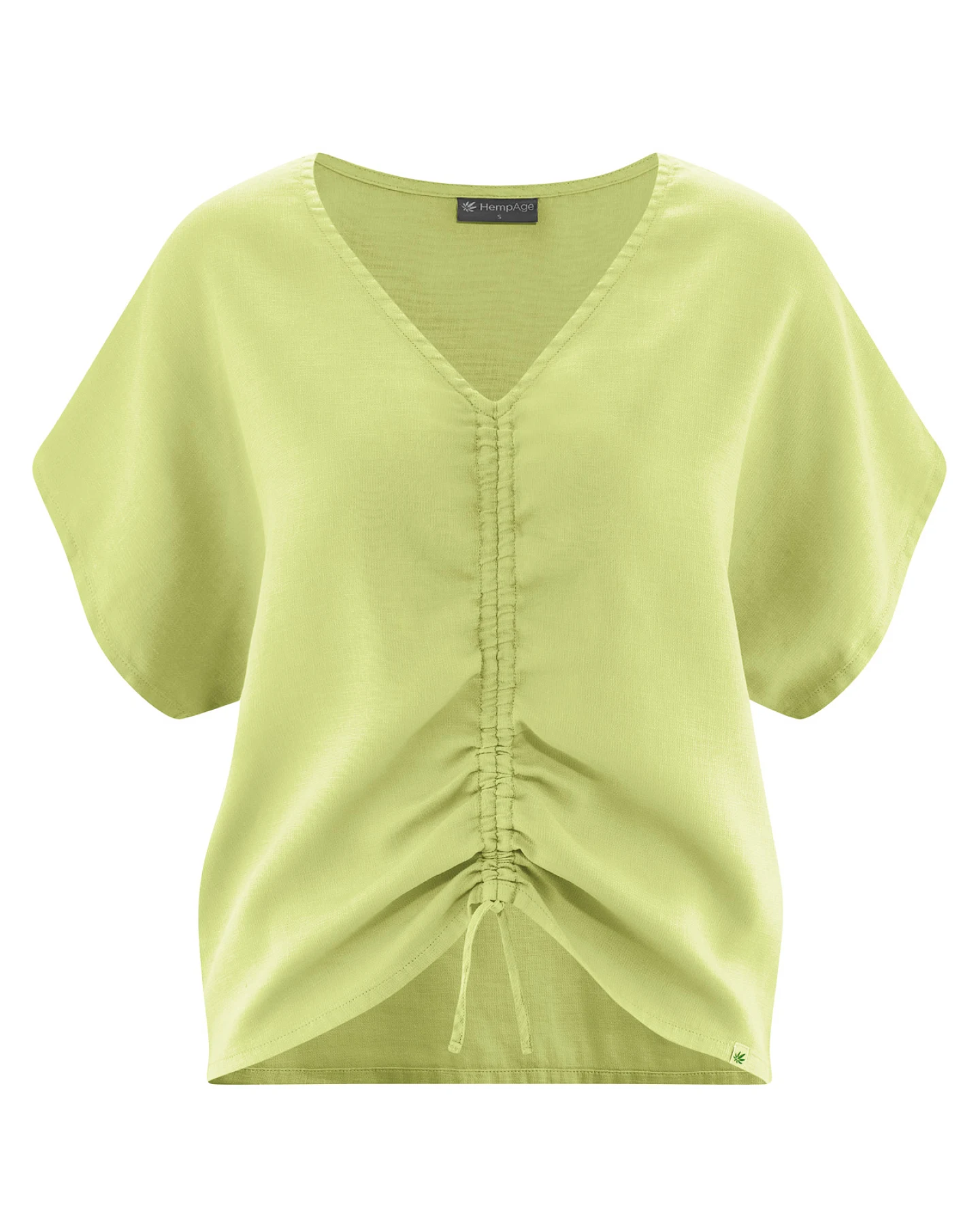 Hempage Damen vegan Bluse Gathered Summer Lindgrün – Ansicht 2