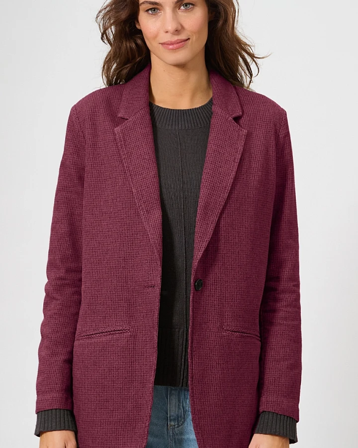 Hempage Damen vegan Blazer Pepita Weinrot