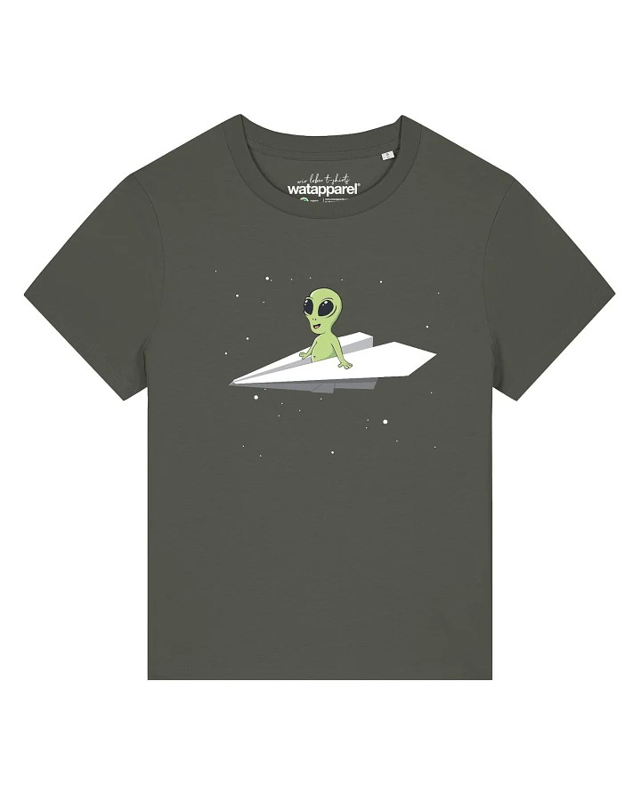 Watapparel T-Shirt Alien On A Paper Plane