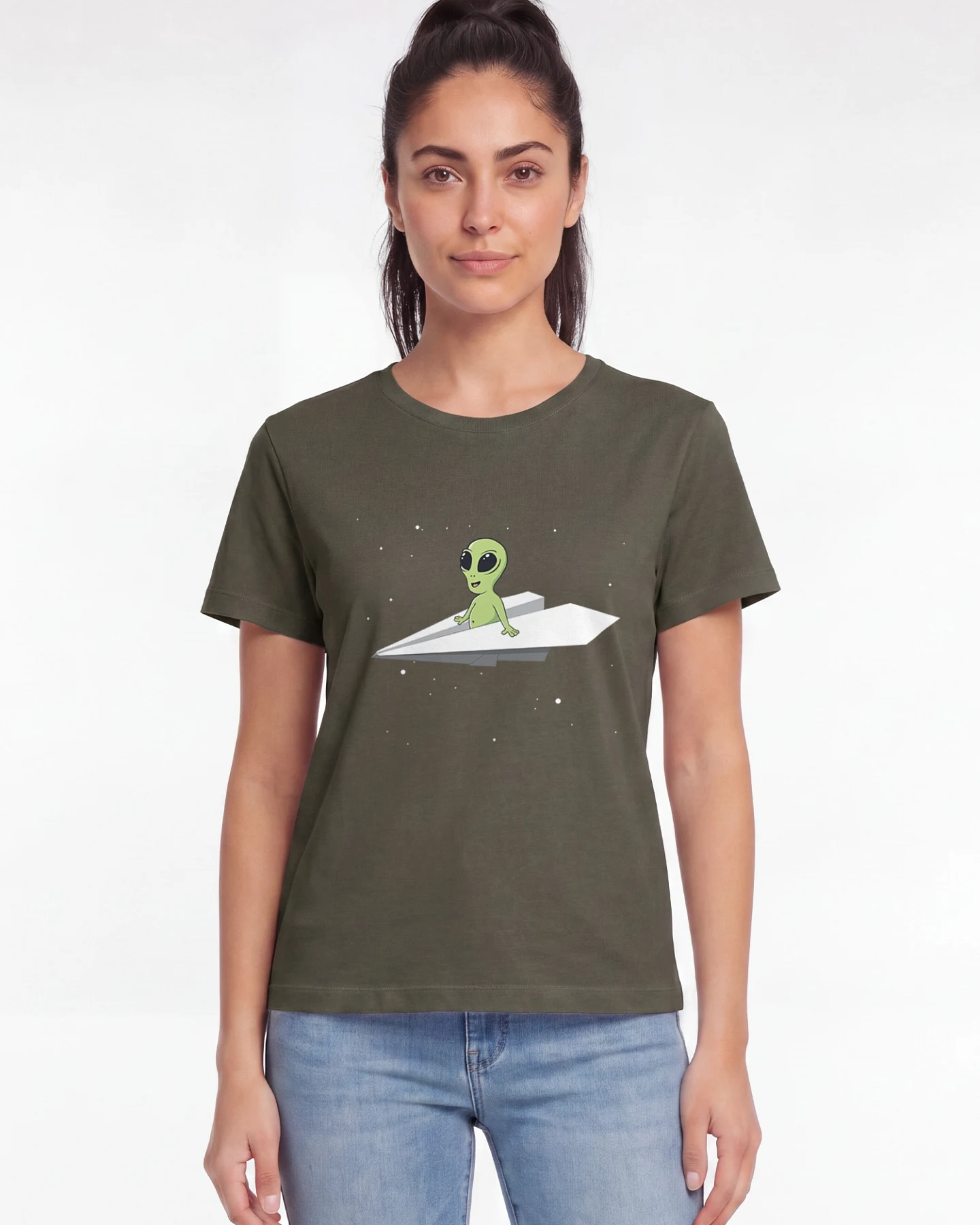 Watapparel T-Shirt Alien On A Paper Plane – Ansicht 2