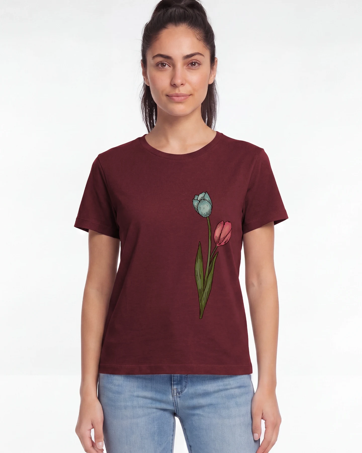 Watapparel T-Shirt Blume In Wasserfarbe 05 – Ansicht 2