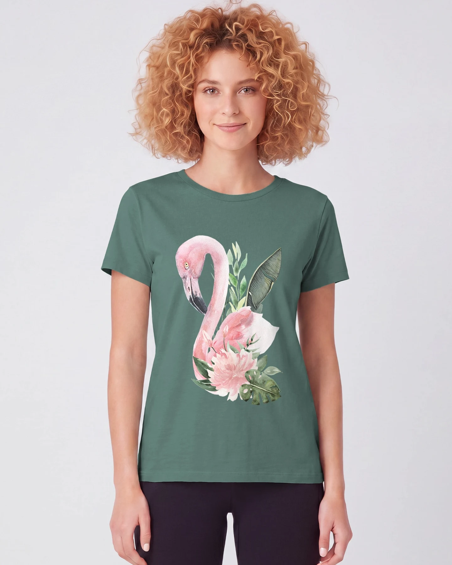 Watapparel T-Shirt Flamingo Mit Blumen – Ansicht 2