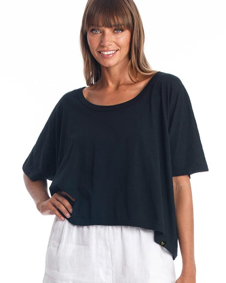 RAVENS VIEW IBIZA Damen vegan Top Square Schwarz