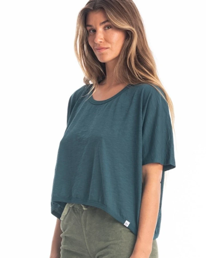 RAVENS VIEW IBIZA Damen vegan Top Square Ocean Blue