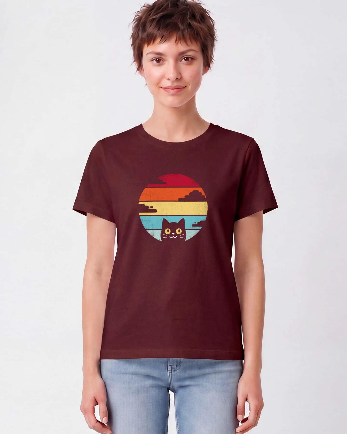 Watapparel T-Shirt Retro Sunset Cat (GOTS) – Ansicht 2